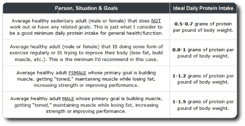 Daily Protein Intake Chart