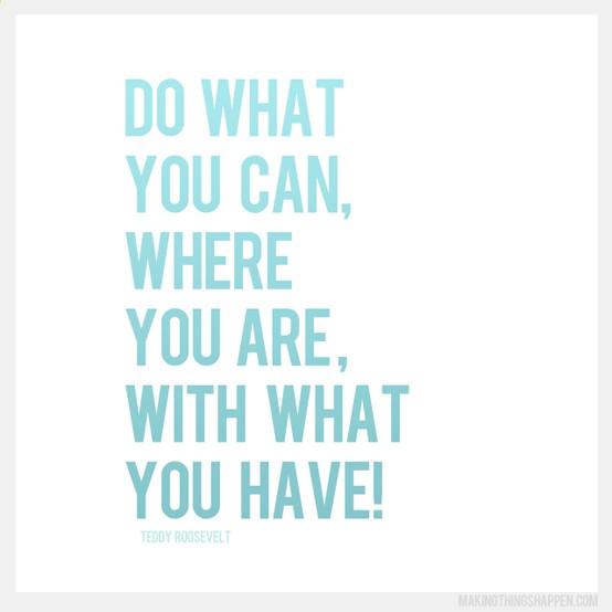 Do what you can with what you have. 